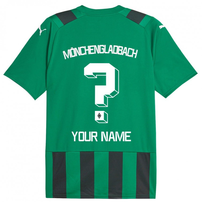 Niño Fútbol Camiseta Su Nombre #0 Verde Negro 2ª Equipación 2023/24