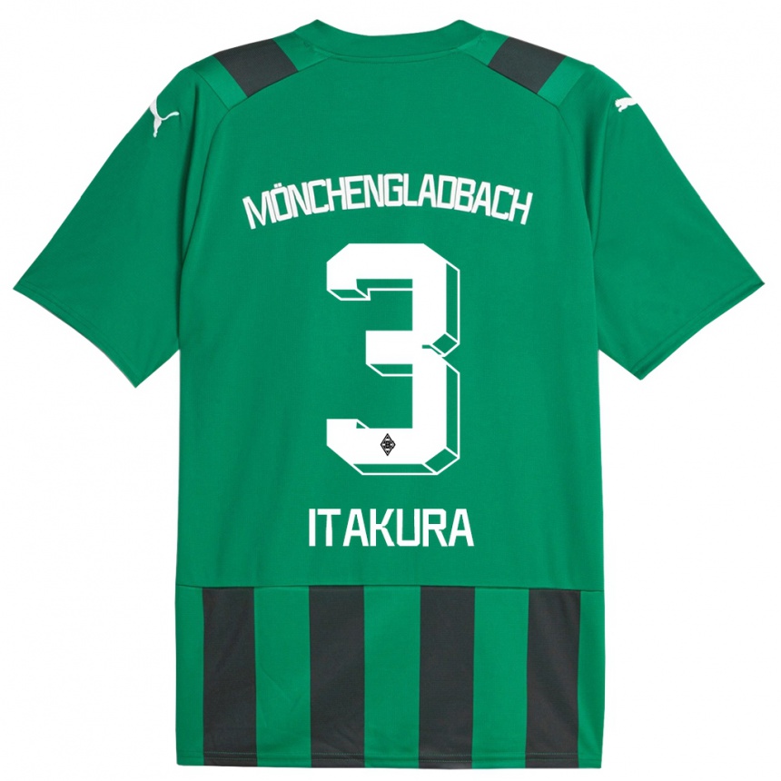 Niño Fútbol Camiseta Ko Itakura #3 Verde Negro 2ª Equipación 2023/24