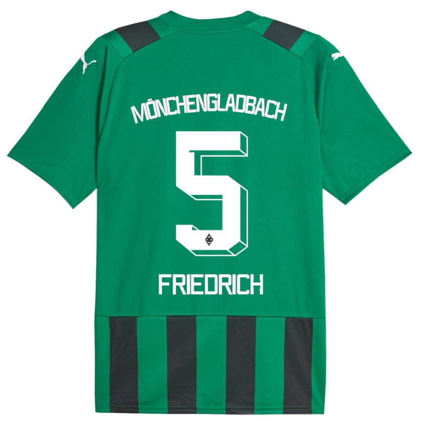 Niño Fútbol Camiseta Marvin Friedrich #5 Verde Negro 2ª Equipación 2023/24