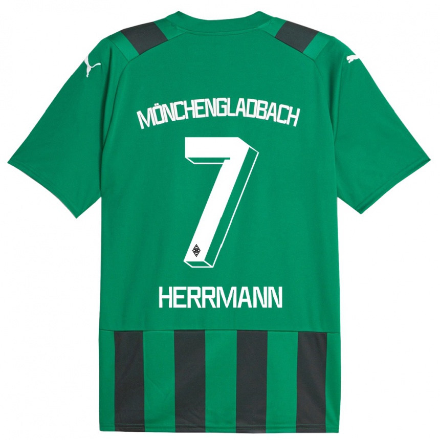 Niño Fútbol Camiseta Patrick Herrmann #7 Verde Negro 2ª Equipación 2023/24