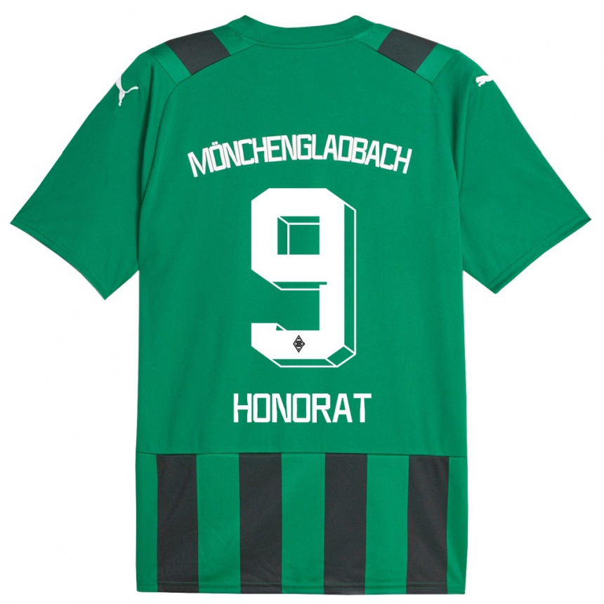 Niño Fútbol Camiseta Franck Honorat #9 Verde Negro 2ª Equipación 2023/24