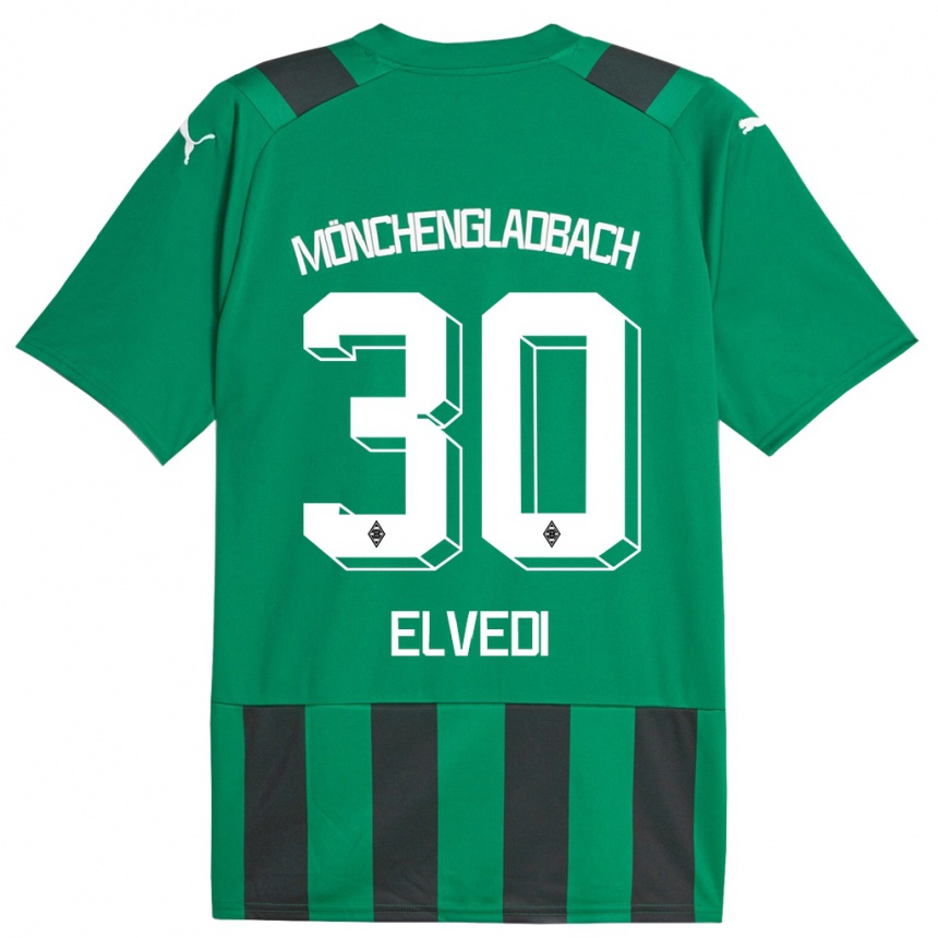 Niño Fútbol Camiseta Nico Elvedi #30 Verde Negro 2ª Equipación 2023/24