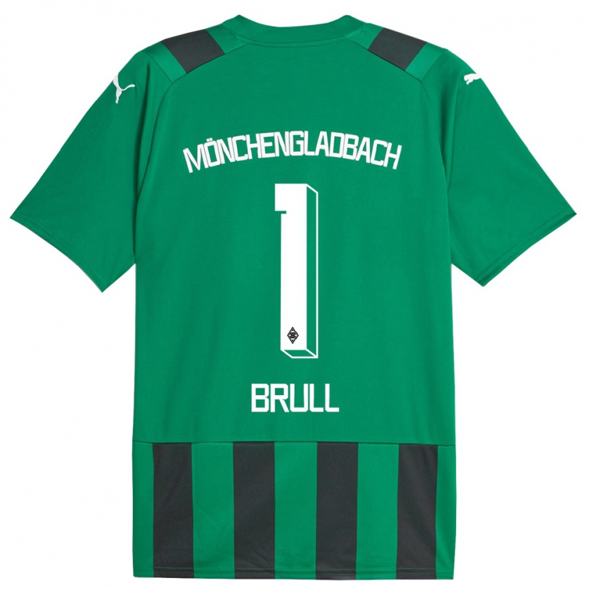 Niño Fútbol Camiseta Maximilian Brüll #1 Verde Negro 2ª Equipación 2023/24