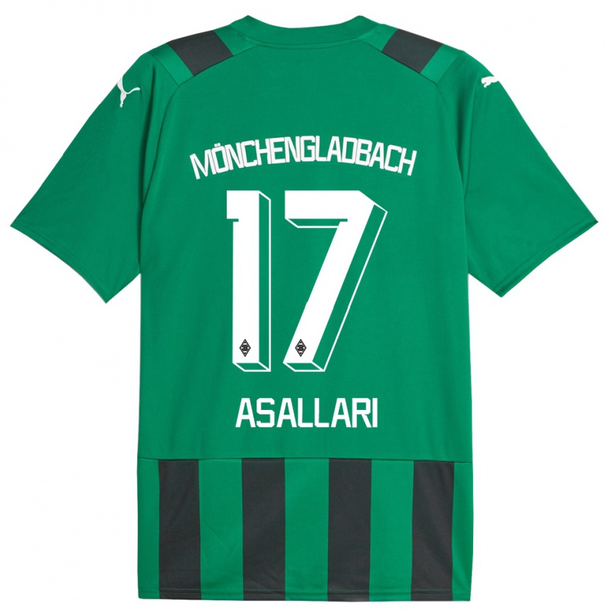 Niño Fútbol Camiseta Kushtrim Asallari #17 Verde Negro 2ª Equipación 2023/24