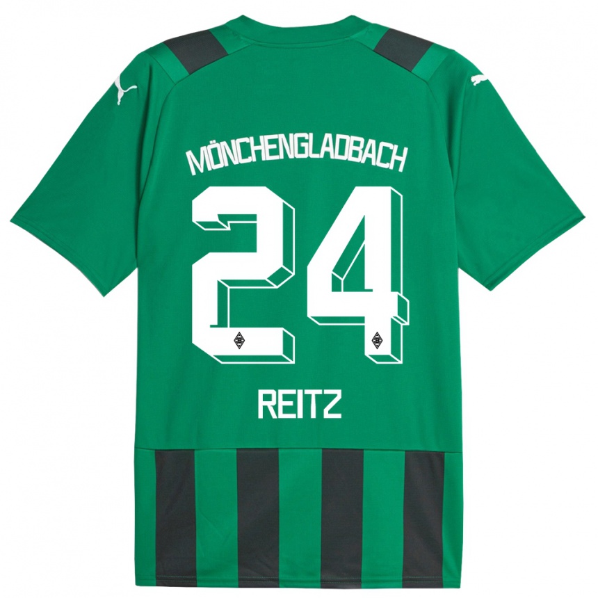 Niño Fútbol Camiseta Tony Reitz #24 Verde Negro 2ª Equipación 2023/24