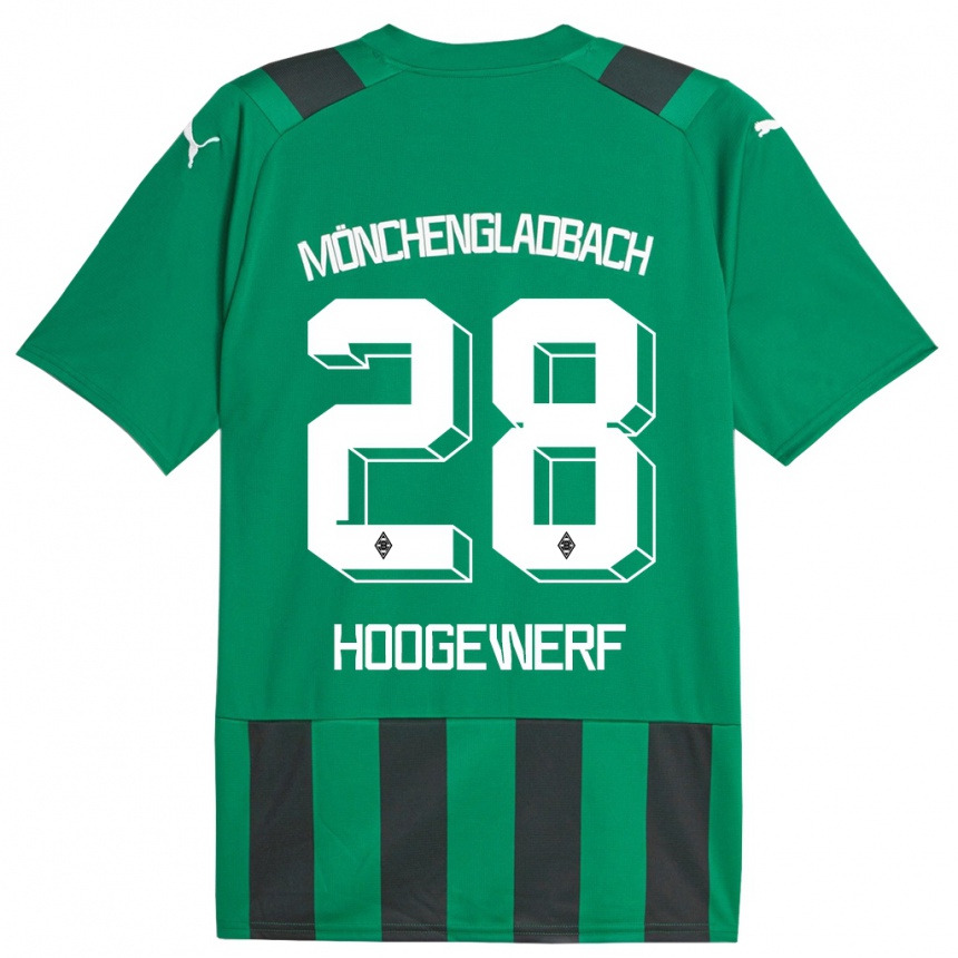 Niño Fútbol Camiseta Dillon Hoogewerf #28 Verde Negro 2ª Equipación 2023/24