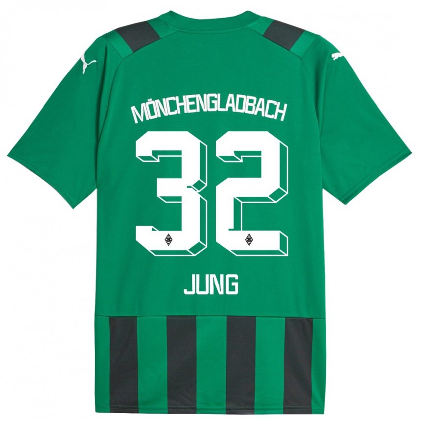 Niño Fútbol Camiseta In-Gyom Jung #32 Verde Negro 2ª Equipación 2023/24