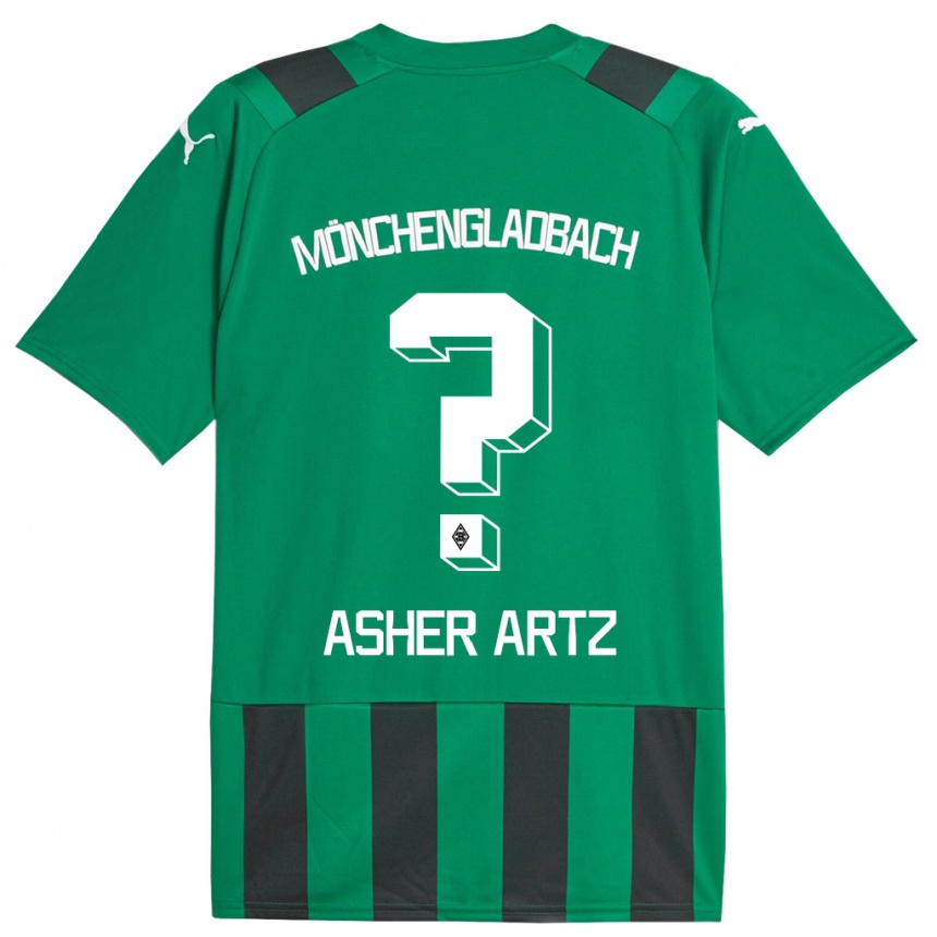 Niño Fútbol Camiseta Asher Artz #0 Verde Negro 2ª Equipación 2023/24