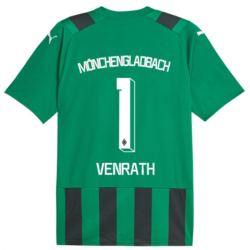 Niño Fútbol Camiseta Lisa Venrath #1 Verde Negro 2ª Equipación 2023/24