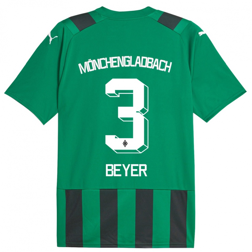 Niño Fútbol Camiseta Pia Beyer #3 Verde Negro 2ª Equipación 2023/24