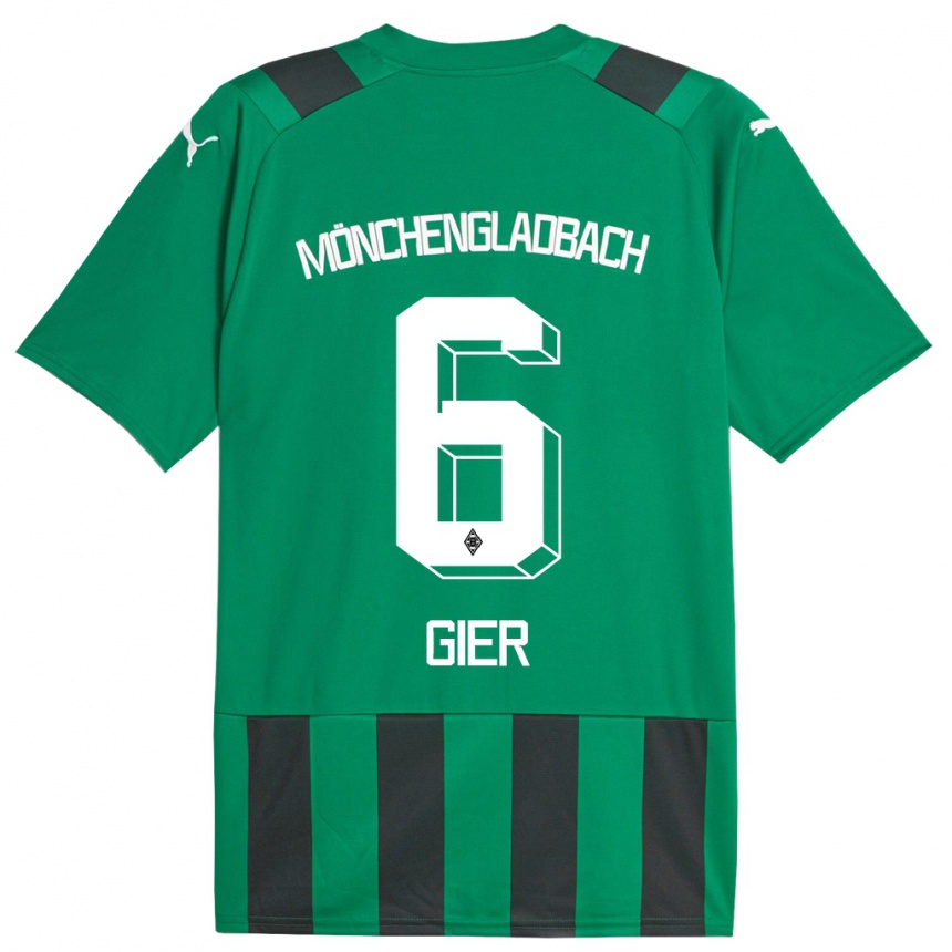 Niño Fútbol Camiseta Madeline Gier #6 Verde Negro 2ª Equipación 2023/24