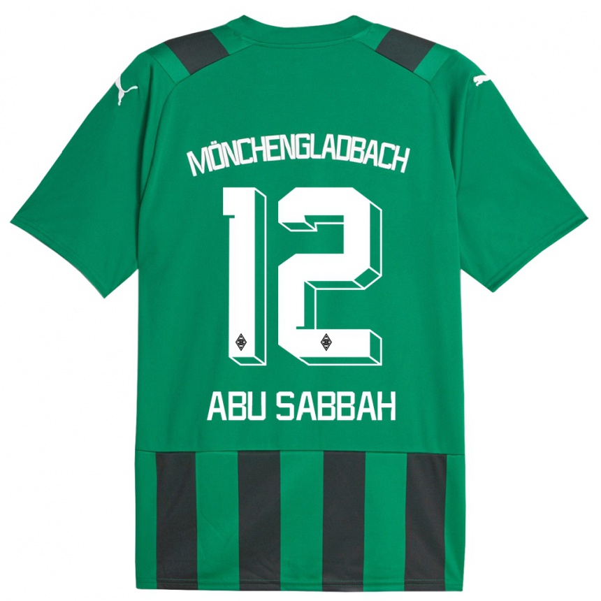 Niño Fútbol Camiseta Sarah Abu Sabbah #12 Verde Negro 2ª Equipación 2023/24