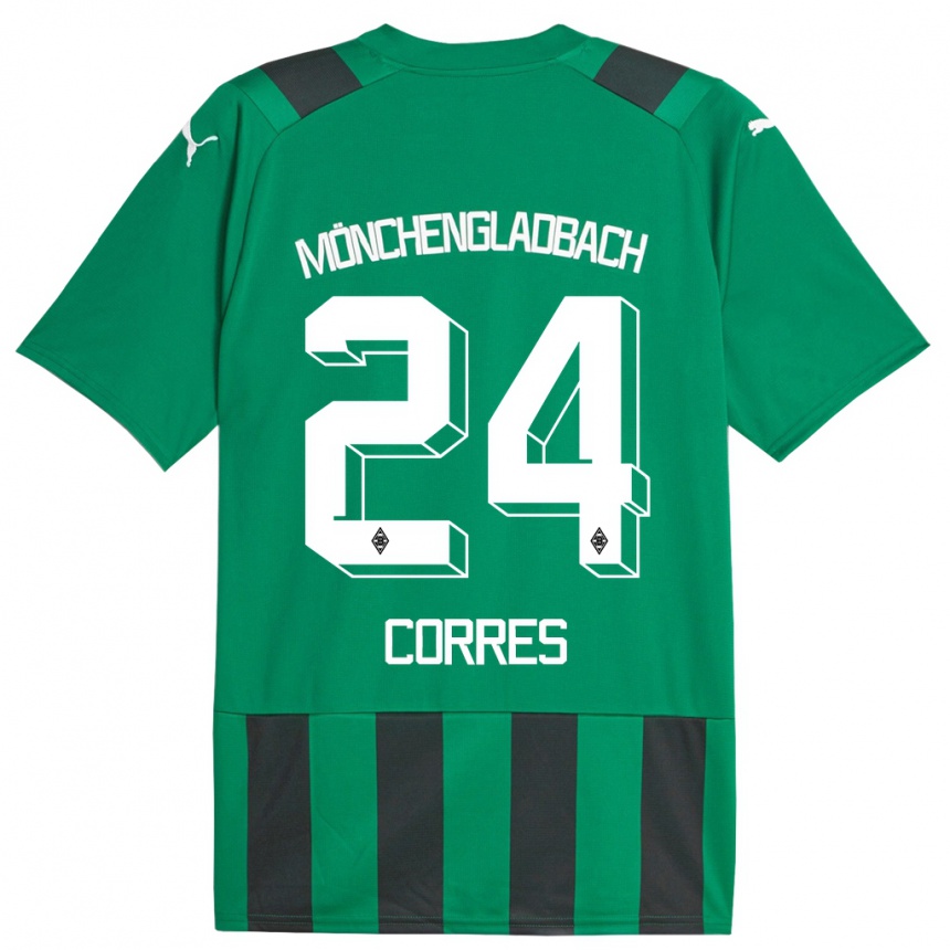 Niño Fútbol Camiseta Carolin Corres #24 Verde Negro 2ª Equipación 2023/24
