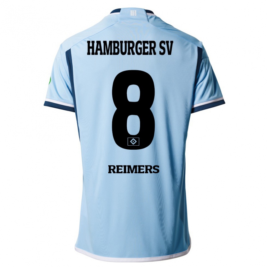 Niño Fútbol Camiseta Moritz Reimers #8 Azul 2ª Equipación 2023/24