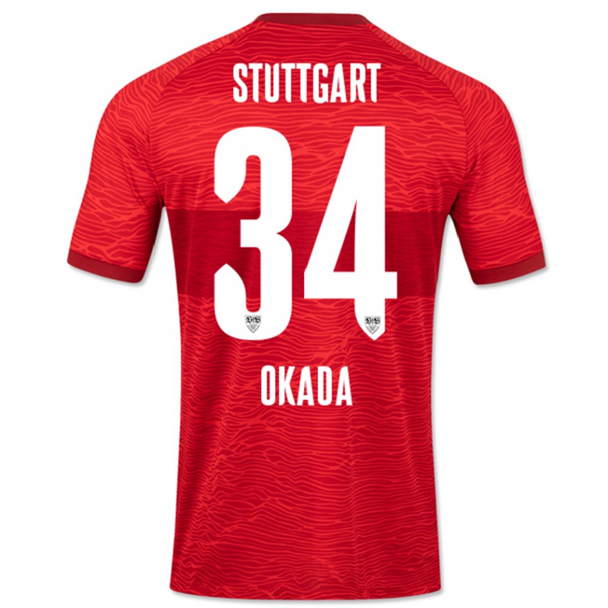 Niño Fútbol Camiseta Rei Okada #34 Rojo 2ª Equipación 2023/24