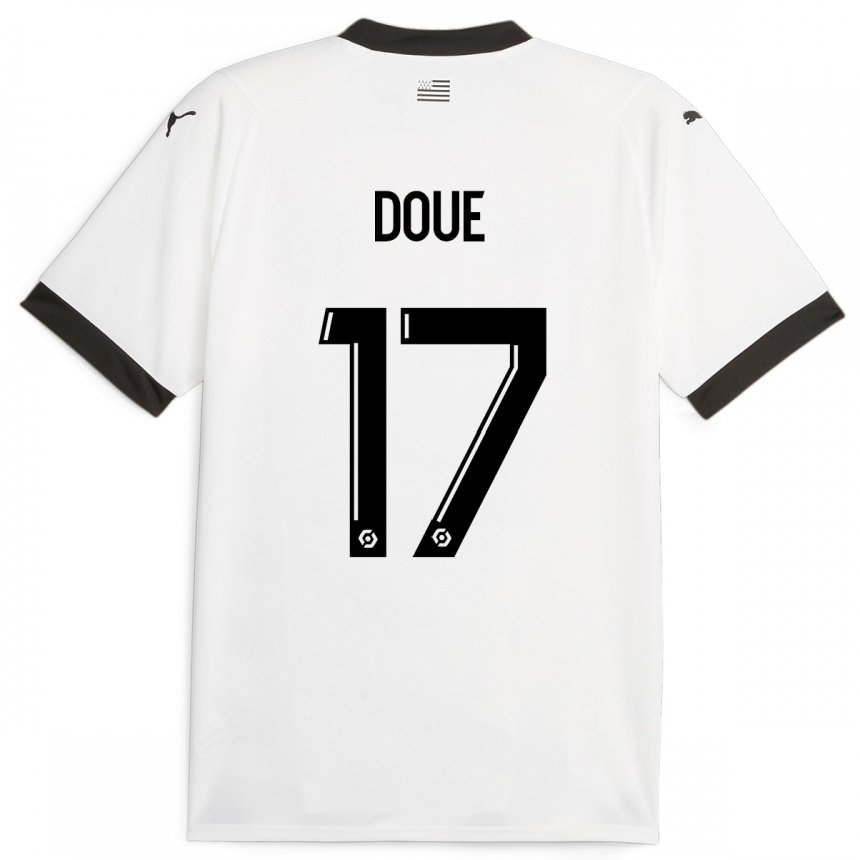 Niño Fútbol Camiseta Guéla Doué #17 Blanco 2ª Equipación 2023/24