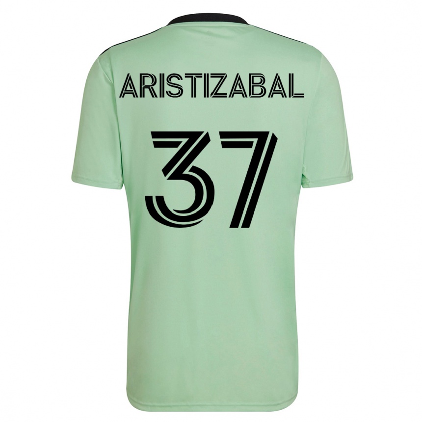 Niño Fútbol Camiseta Nicolas Aristizabal #37 Verde Claro 2ª Equipación 2023/24
