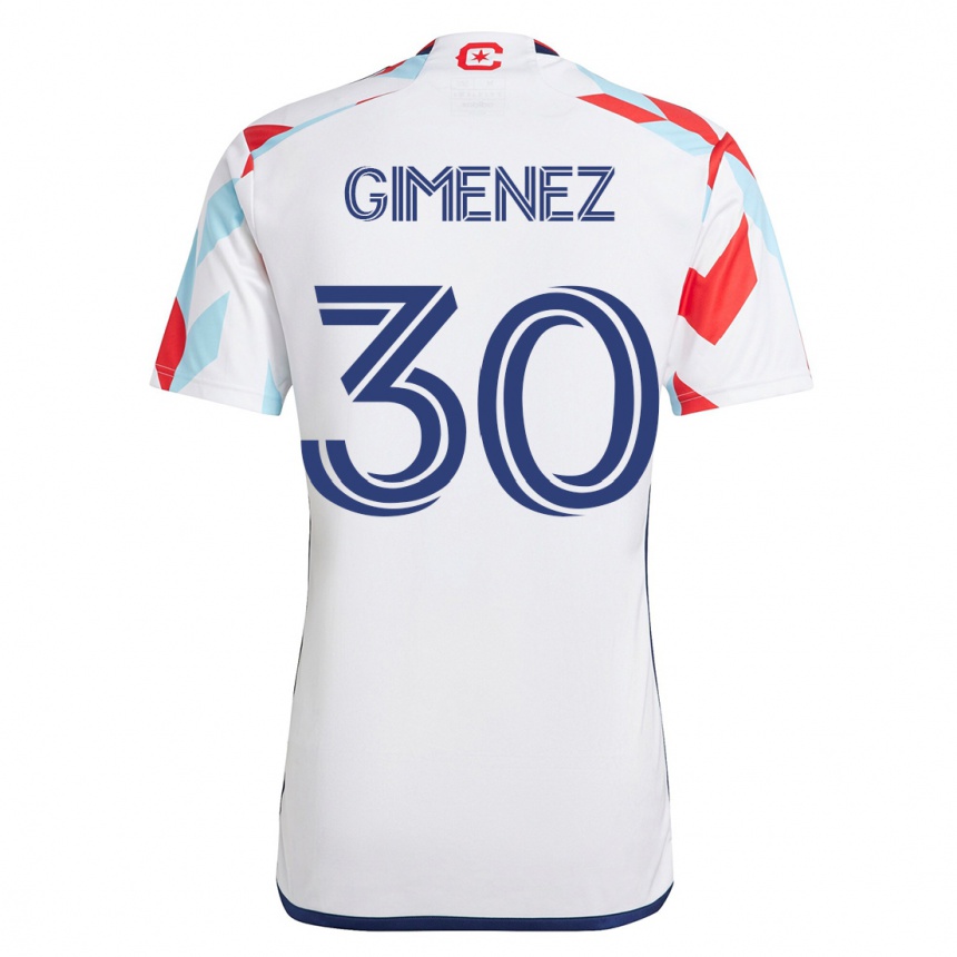 Niño Fútbol Camiseta Gastón Giménez #30 Blanco Azul 2ª Equipación 2023/24