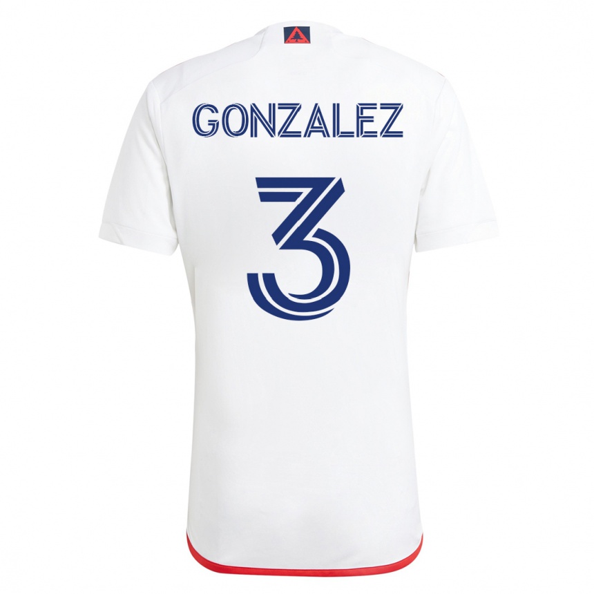 Niño Fútbol Camiseta Omar González #3 Blanco Rojo 2ª Equipación 2023/24