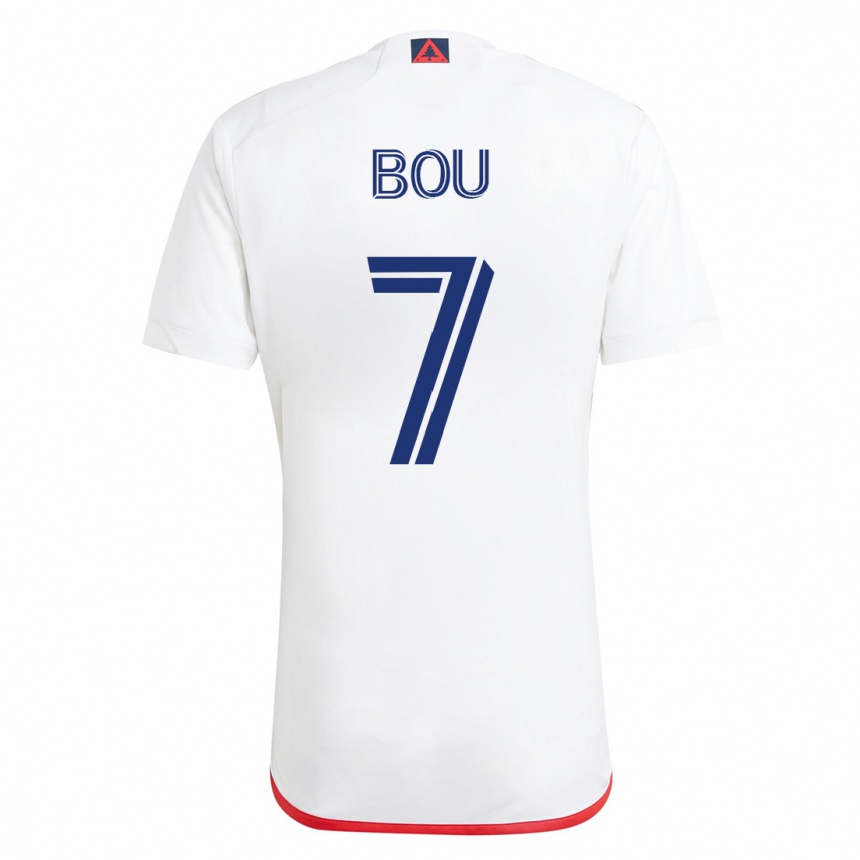 Niño Fútbol Camiseta Gustavo Bou #7 Blanco Rojo 2ª Equipación 2023/24