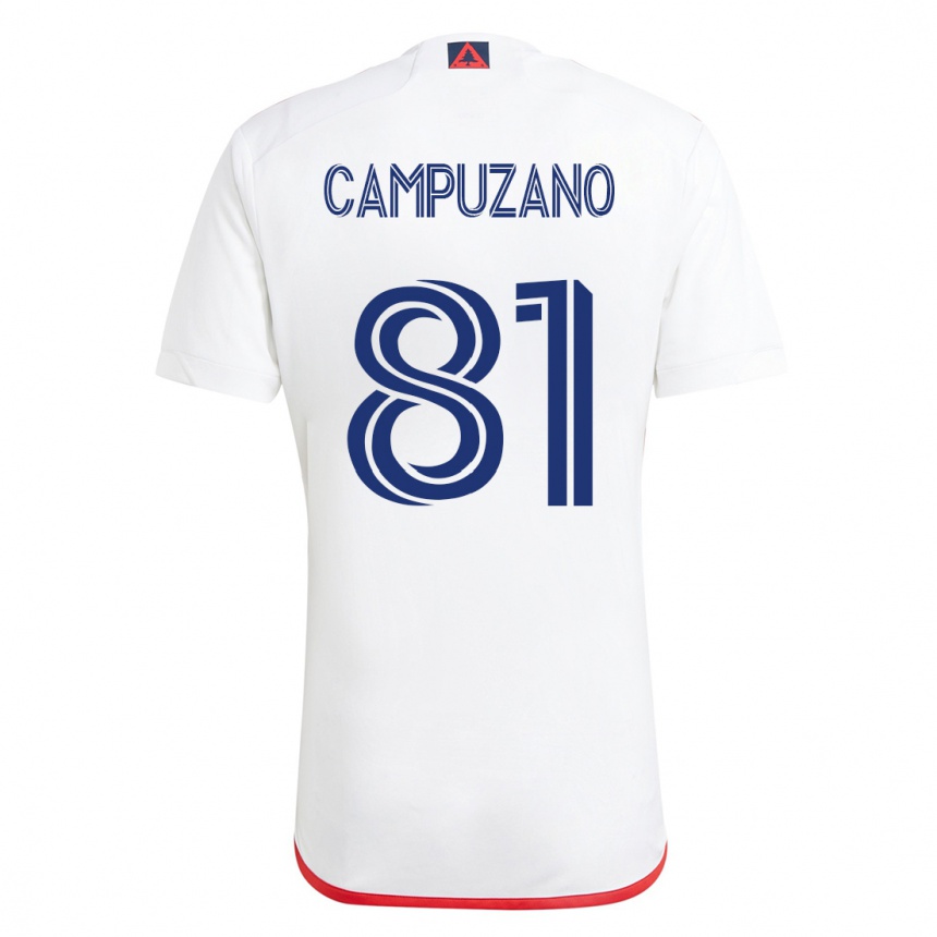 Niño Fútbol Camiseta Nico Campuzano #81 Blanco Rojo 2ª Equipación 2023/24