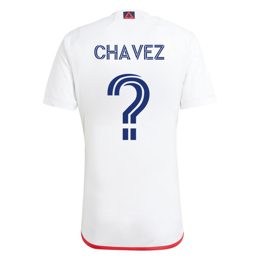Niño Fútbol Camiseta Gabriel Chávez #0 Blanco Rojo 2ª Equipación 2023/24