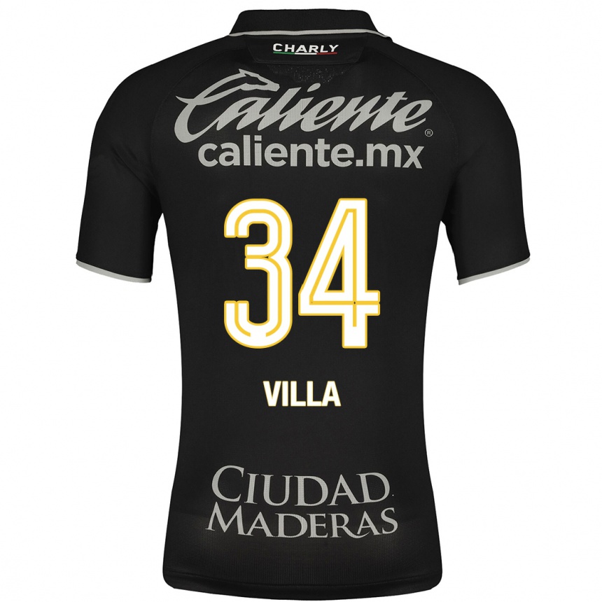 Niño Fútbol Camiseta Óscar Villa #34 Negro 2ª Equipación 2023/24