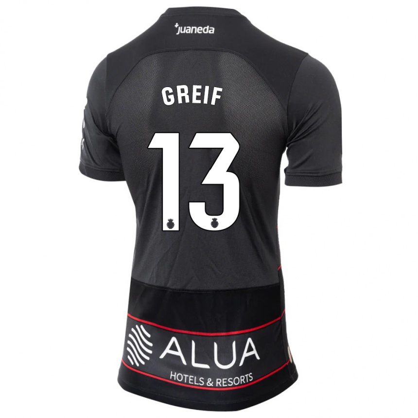 Niño Fútbol Camiseta Dominik Greif #13 Negro 2ª Equipación 2023/24