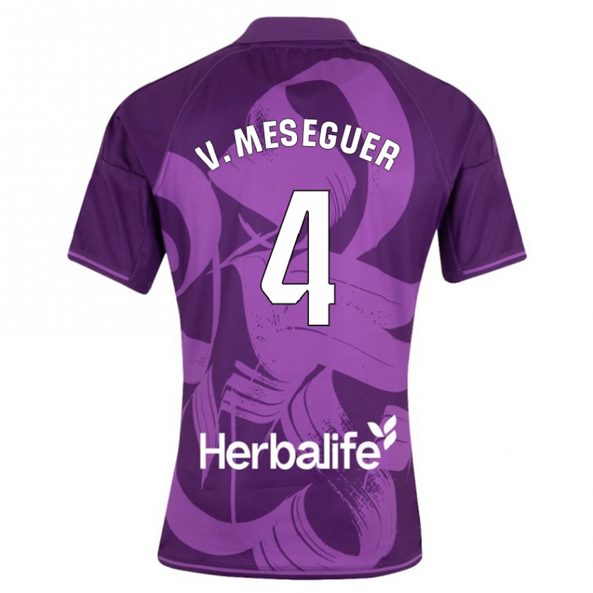 Niño Fútbol Camiseta Víctor Meseguer #4 Violeta 2ª Equipación 2023/24