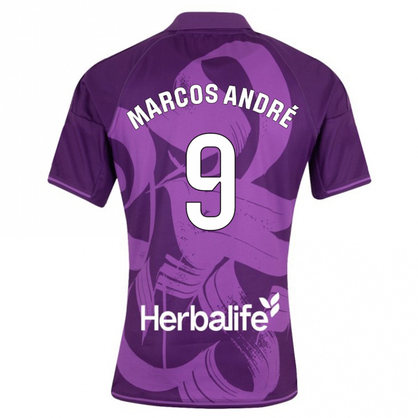 Niño Fútbol Camiseta Marcos André #9 Violeta 2ª Equipación 2023/24