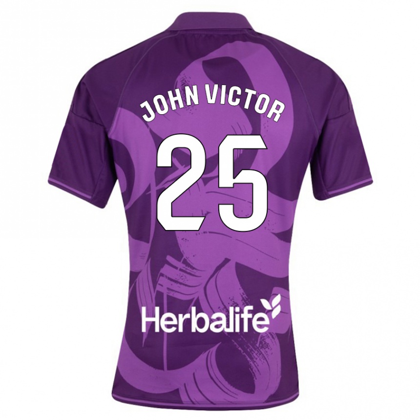 Niño Fútbol Camiseta John Victor #25 Violeta 2ª Equipación 2023/24