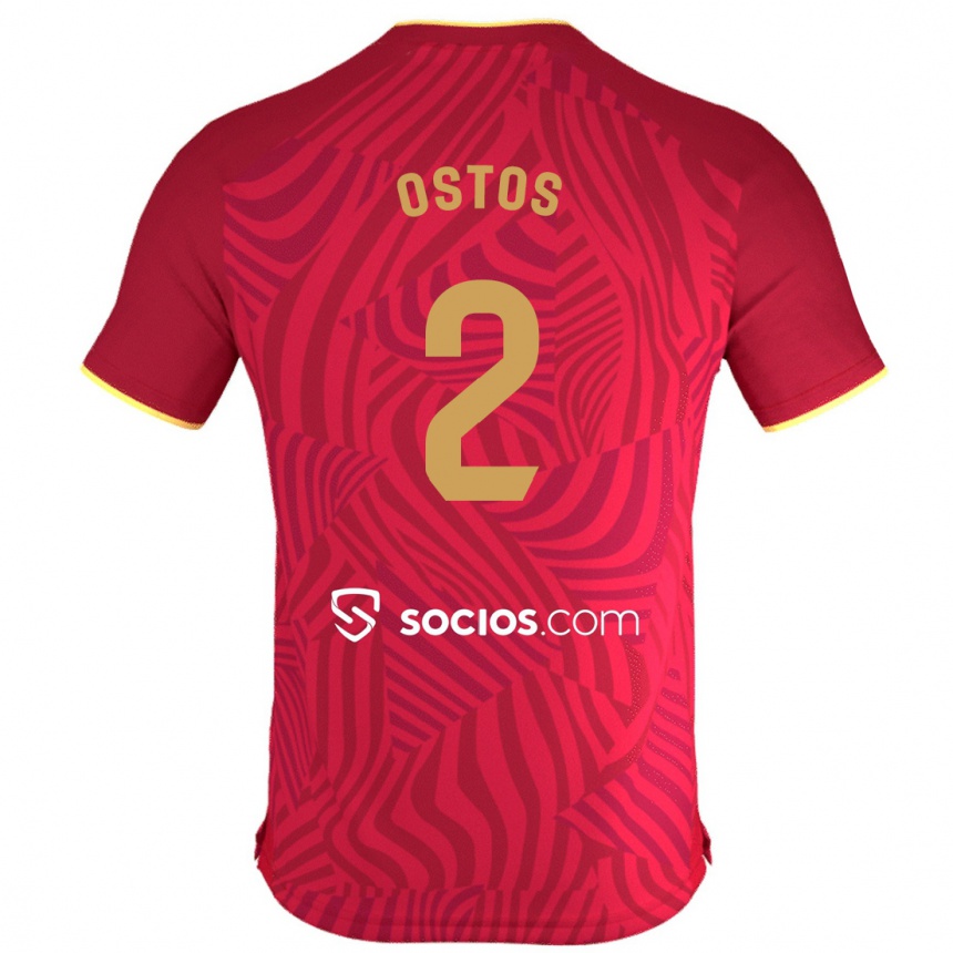 Niño Fútbol Camiseta Fran Ostos #2 Rojo 2ª Equipación 2023/24