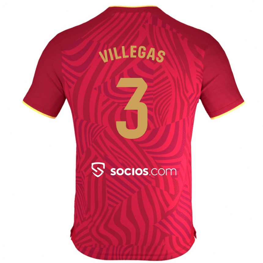 Niño Fútbol Camiseta Juancho Villegas #3 Rojo 2ª Equipación 2023/24