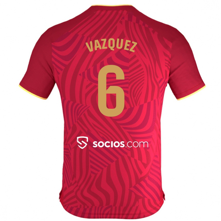 Niño Fútbol Camiseta Manolo Vázquez #6 Rojo 2ª Equipación 2023/24