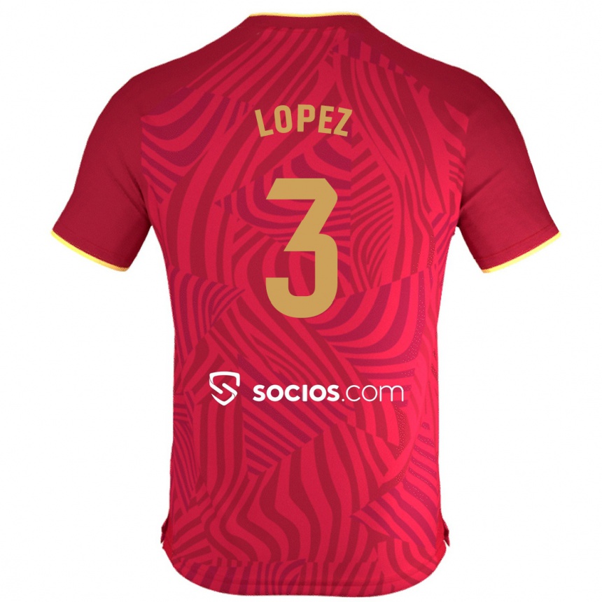 Niño Fútbol Camiseta David López #3 Rojo 2ª Equipación 2023/24