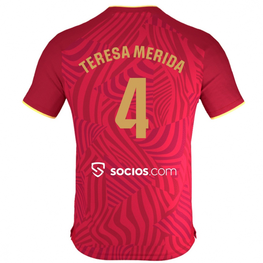 Niño Fútbol Camiseta Teresa Merida #4 Rojo 2ª Equipación 2023/24