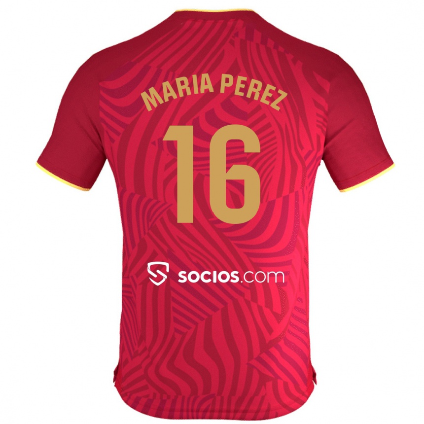 Niño Fútbol Camiseta María Pérez Rabaza #16 Rojo 2ª Equipación 2023/24