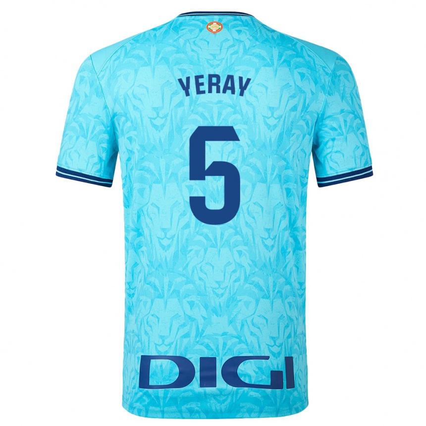 Niño Fútbol Camiseta Yeray Álvarez #5 Cielo Azul 2ª Equipación 2023/24