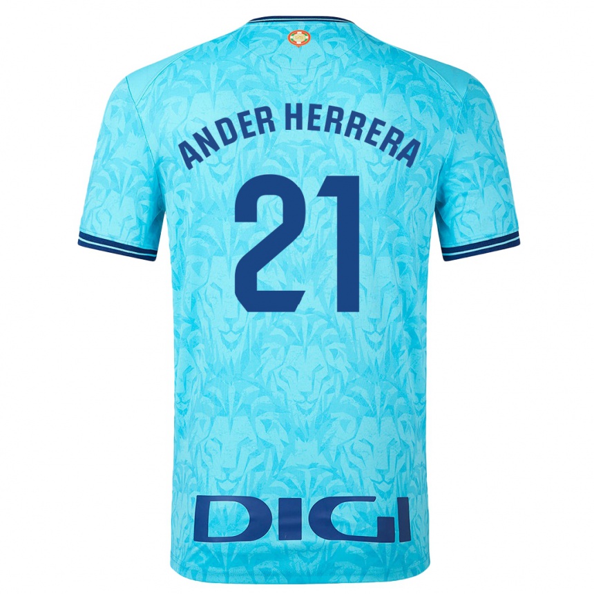 Niño Fútbol Camiseta Ander Herrera #21 Cielo Azul 2ª Equipación 2023/24