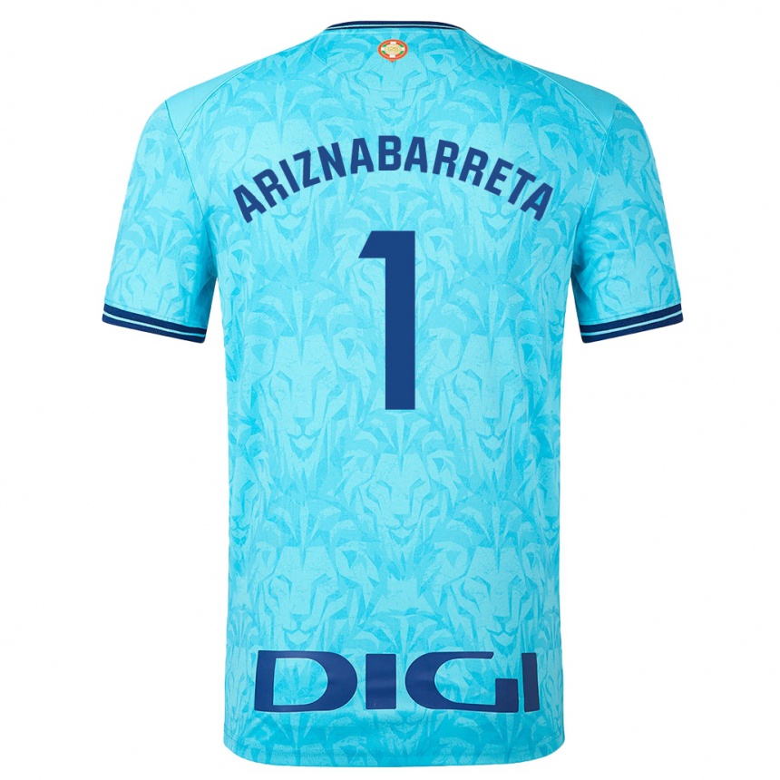 Niño Fútbol Camiseta Oier Ariznabarreta #1 Cielo Azul 2ª Equipación 2023/24