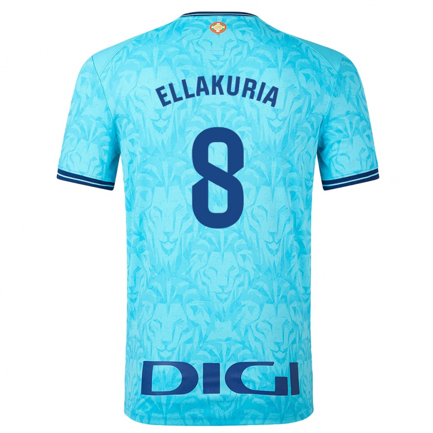 Niño Fútbol Camiseta Eneko Ellakuria #8 Cielo Azul 2ª Equipación 2023/24