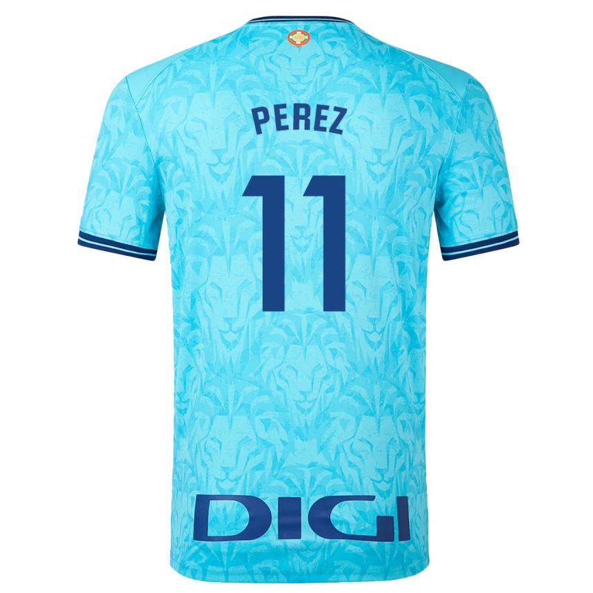 Niño Fútbol Camiseta Adrián Pérez #11 Cielo Azul 2ª Equipación 2023/24