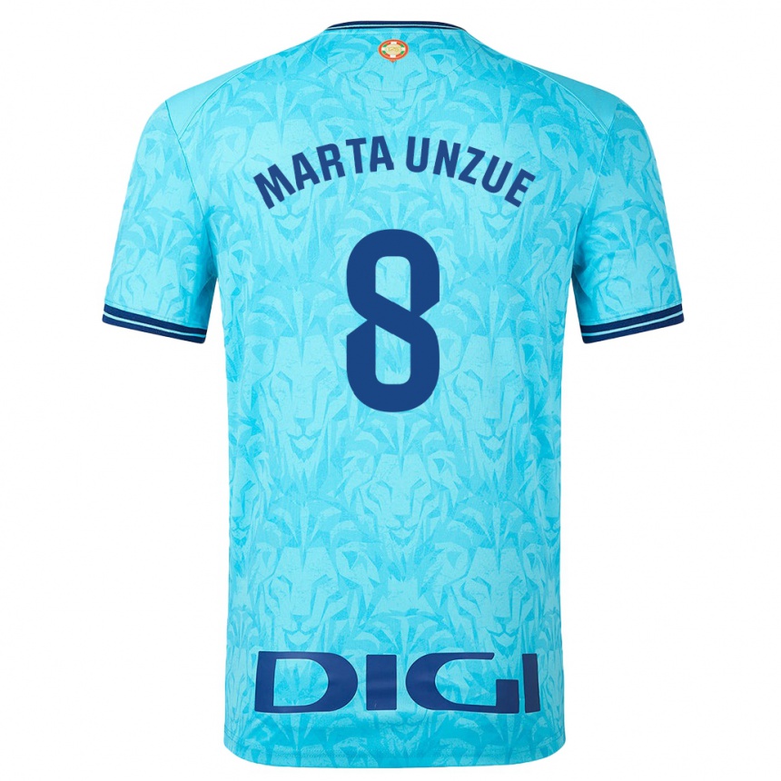 Niño Fútbol Camiseta Marta Unzué Urdániz #8 Cielo Azul 2ª Equipación 2023/24