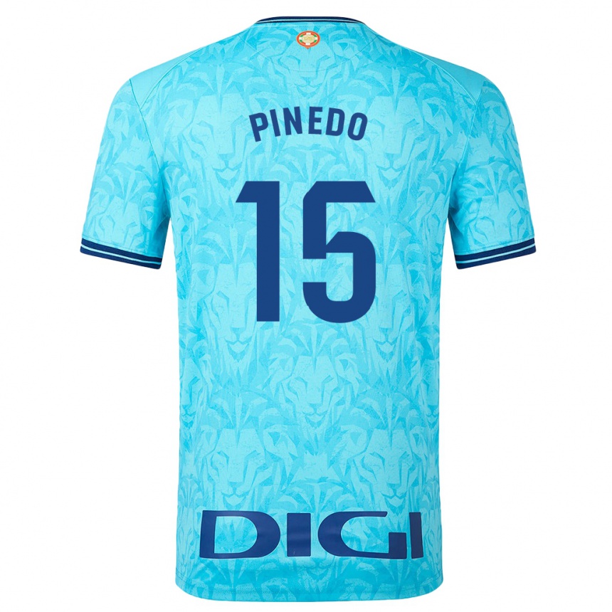 Niño Fútbol Camiseta Clara Pinedo Castresana #15 Cielo Azul 2ª Equipación 2023/24