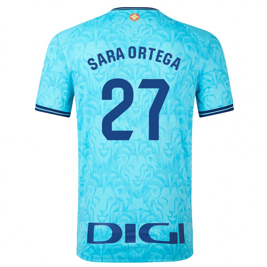 Niño Fútbol Camiseta Sara Ortega Ruiz #27 Cielo Azul 2ª Equipación 2023/24