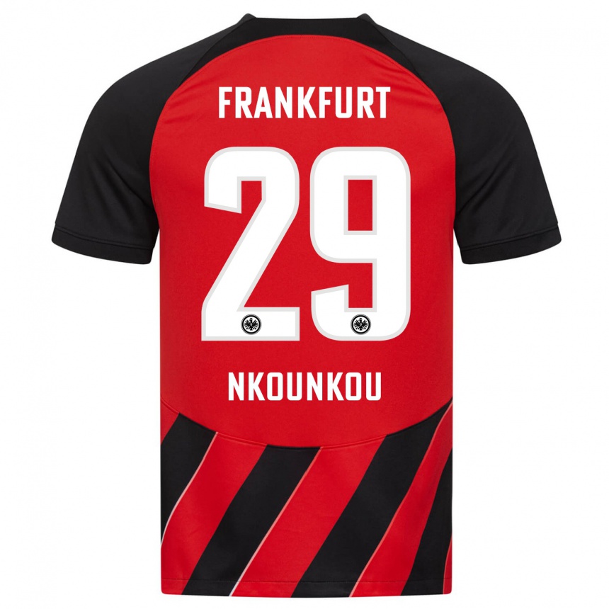 Hombre Fútbol Camiseta Niels Nkounkou #29 Negro Rojo 1ª Equipación 2023/24