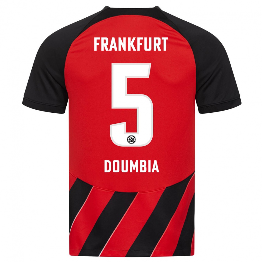 Hombre Fútbol Camiseta Fousseny Doumbia #5 Negro Rojo 1ª Equipación 2023/24