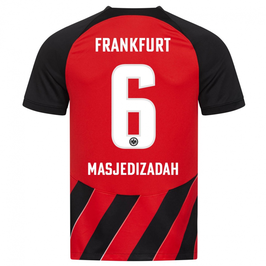 Hombre Fútbol Camiseta Abolfazl Masjedizadah #6 Negro Rojo 1ª Equipación 2023/24