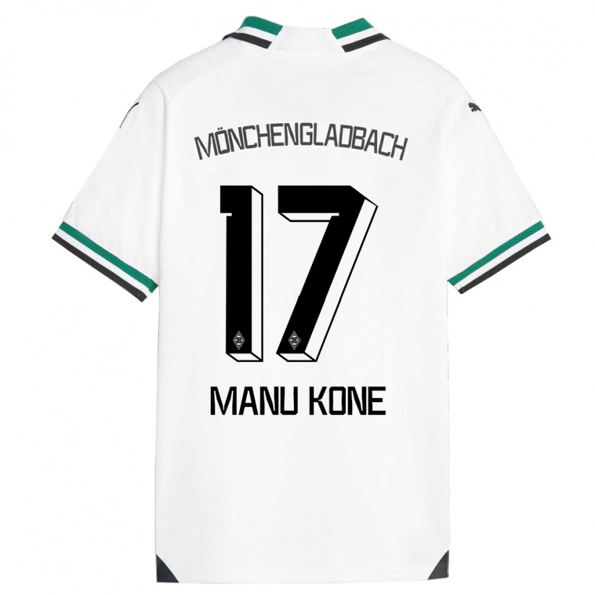 Hombre Fútbol Camiseta Manu Koné #17 Blanco Verde 1ª Equipación 2023/24