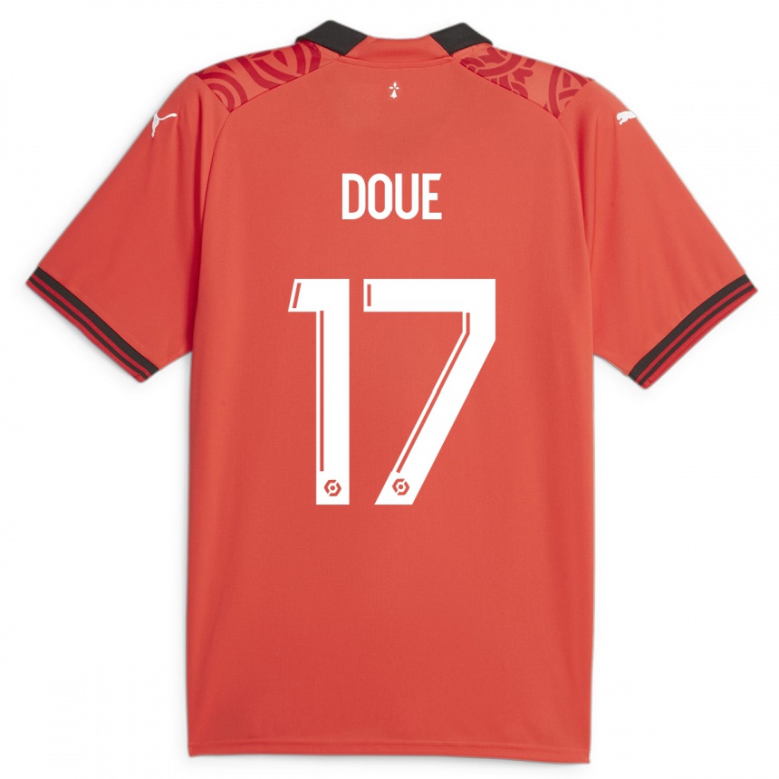 Hombre Fútbol Camiseta Guéla Doué #17 Rojo 1ª Equipación 2023/24